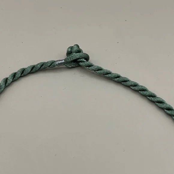 Green Sea Glass Necklace with Braided Cord - Picture 4 of 5